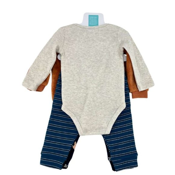 Pekkle | Boy's Plush Top Clothing Set | 4 Pieces | Brown & Blue | Various Sizes - Picture 2 of 5